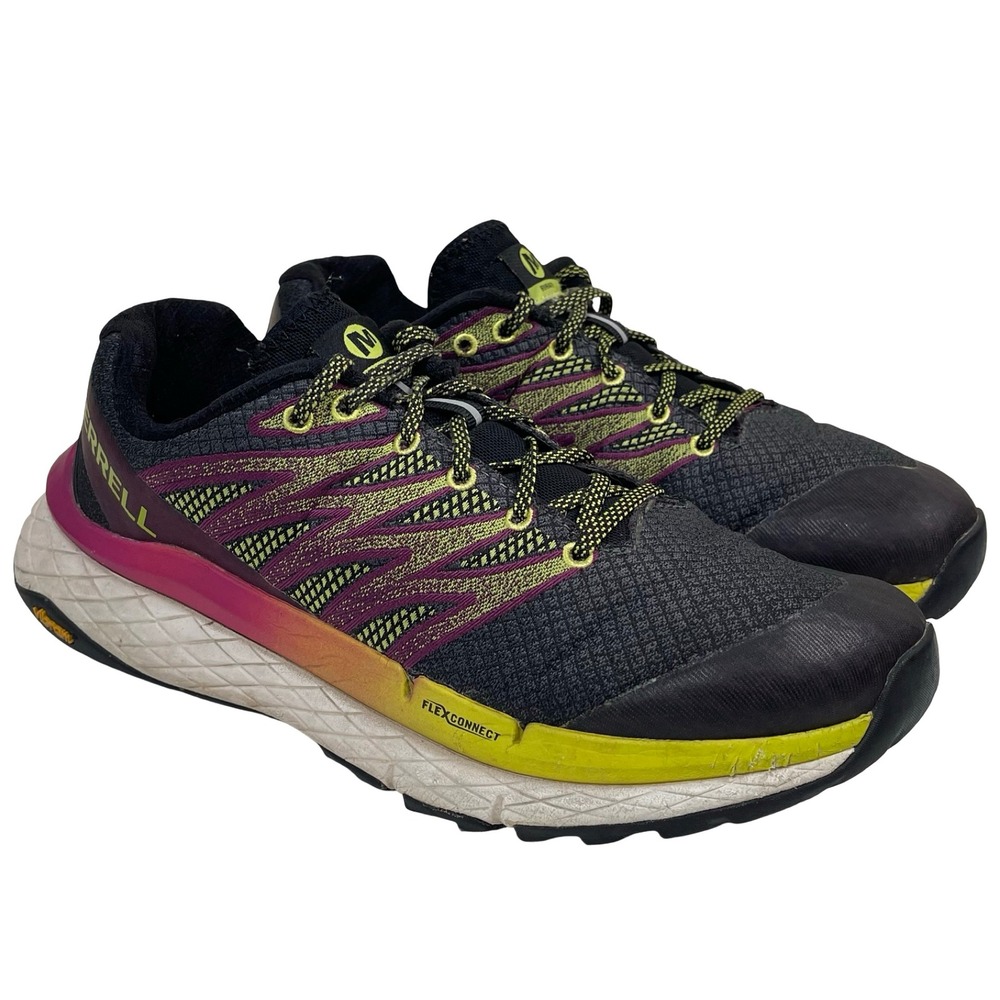 Merrell Rubato Trail Running Shoes Womens 9 Black Lime Pink Vibram FlexConnect